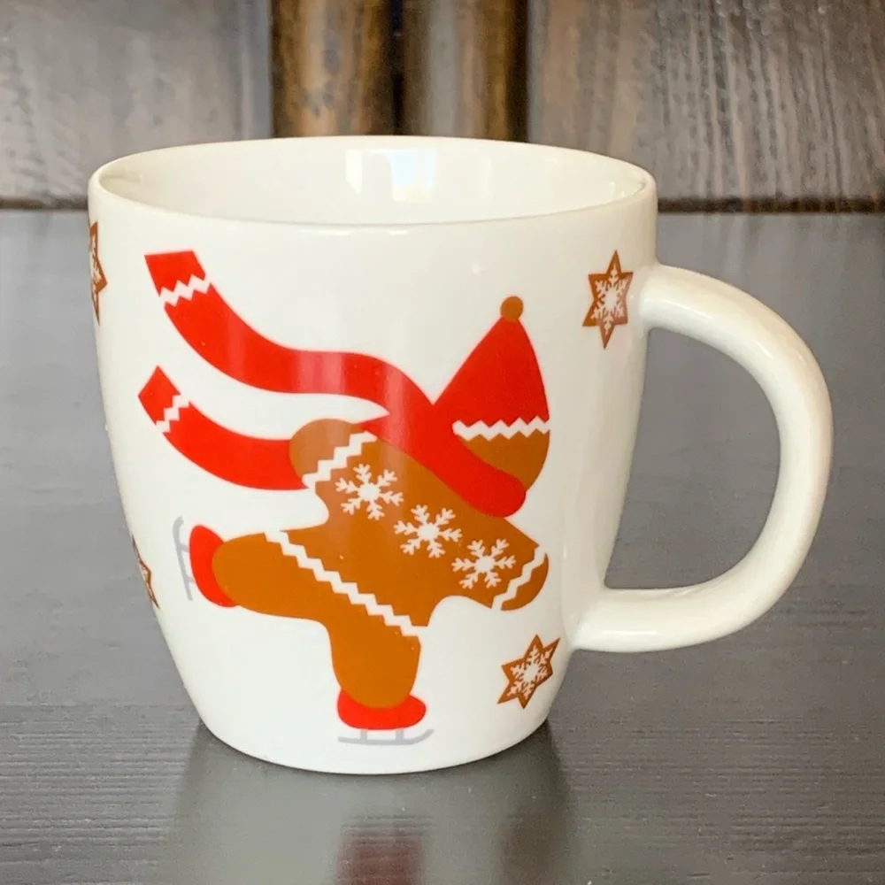Crate & Barrel Ice Skating Gingerbread Man Espresso Mug - 2012